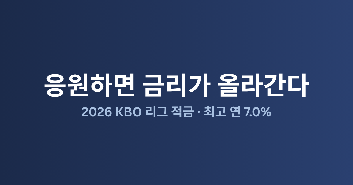 2026 KBO 리그 적금 비교: 최고 연 7% 야구팬 필수 적금 총정리